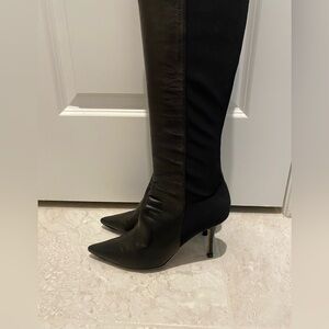 Jimmy Choo black leather boots made in Italy size 39 1/2. Please see pics cute!